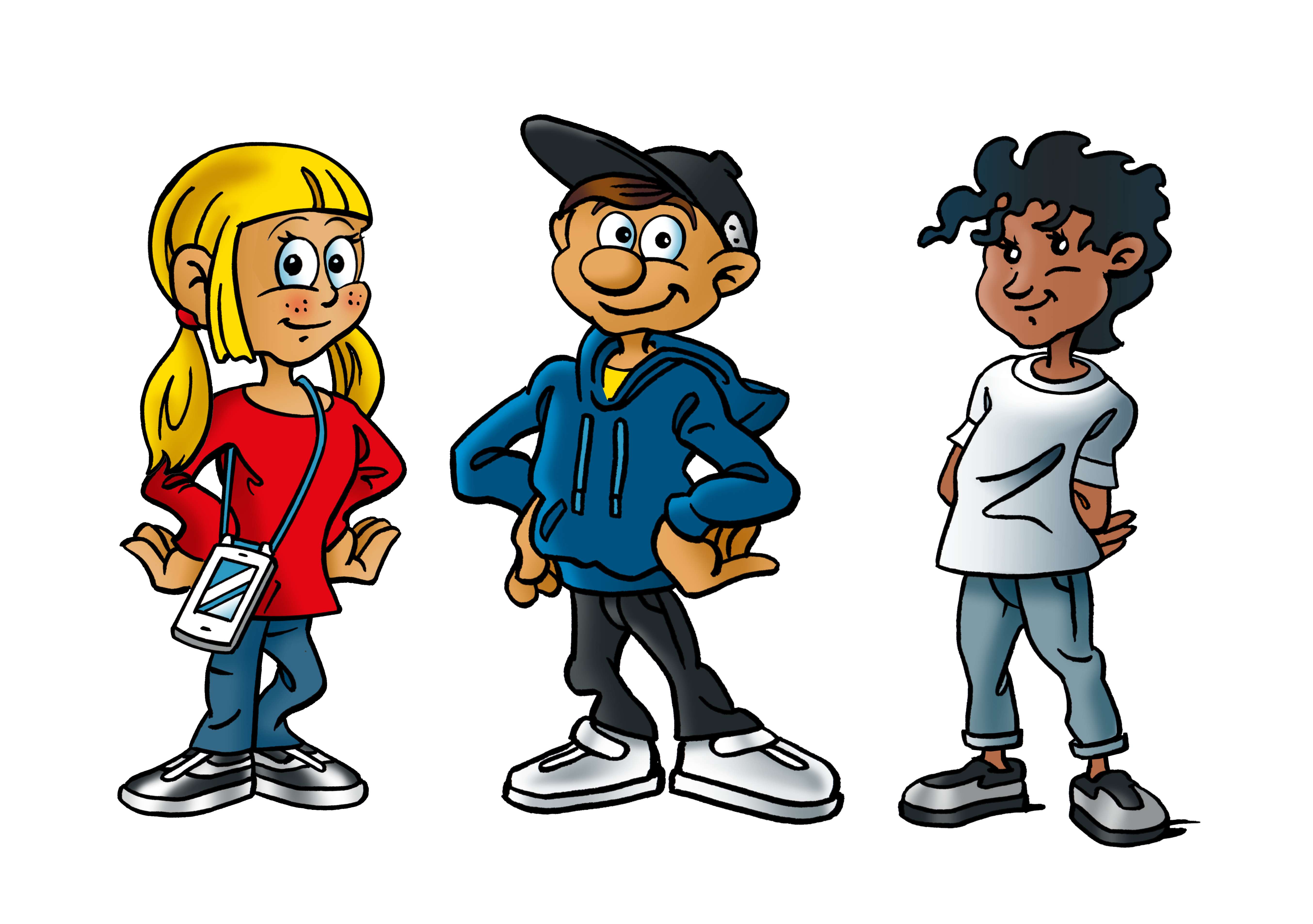 Betti Z., B. Zetti und Bahati Zisch sind die Zisch-Maskottchen